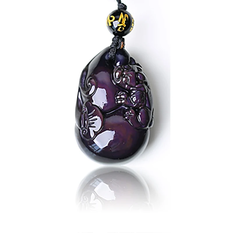 Ожерелье с кулоном из натурального Обсидианового камня, радужные глаза, подвеска в виде тыквы PiXiu, ювелирное изделие на удачу, 6 мм, цепочка для женщин и мужчин, этнический стиль
