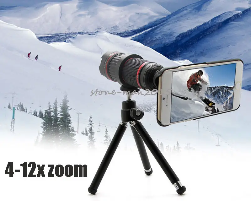 

Professional DSLR 4-12X Zoom Telescope Lente Photo Manual Focus Camera Telephoto Phone Lens For Samsung Galaxy/For Iphone