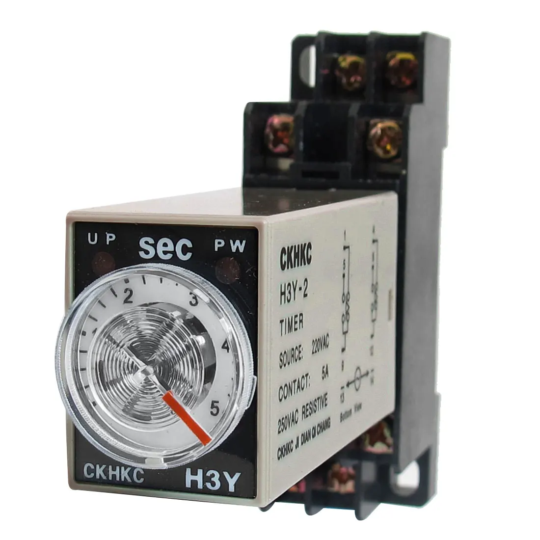 

H3y-2 220Vac Dpdt 5 Seconds 5S 8P Terminals Delay Timer Time Relay W Base