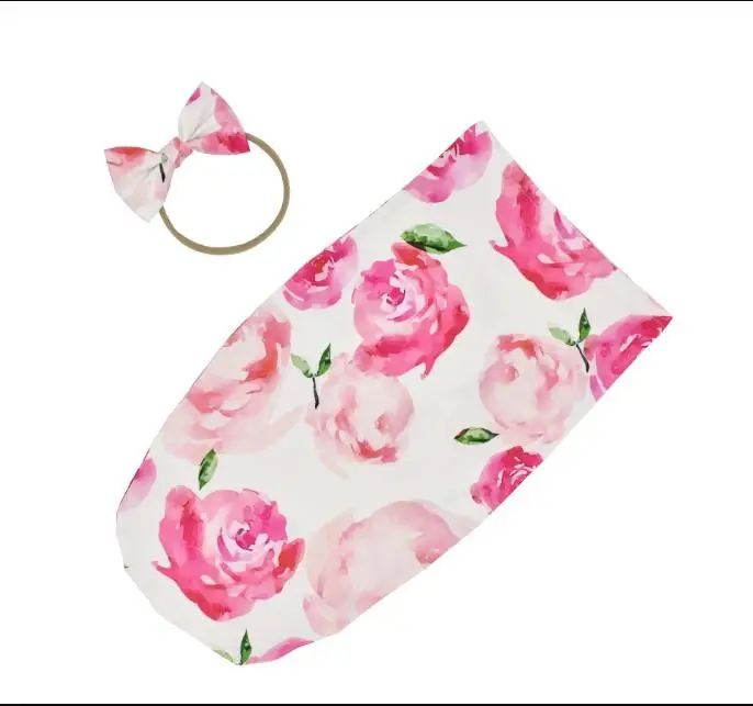 2pcs Newborn Baby Cute Swaddle Blanket Sleeping Swaddle Muslin Wrap+Headband New