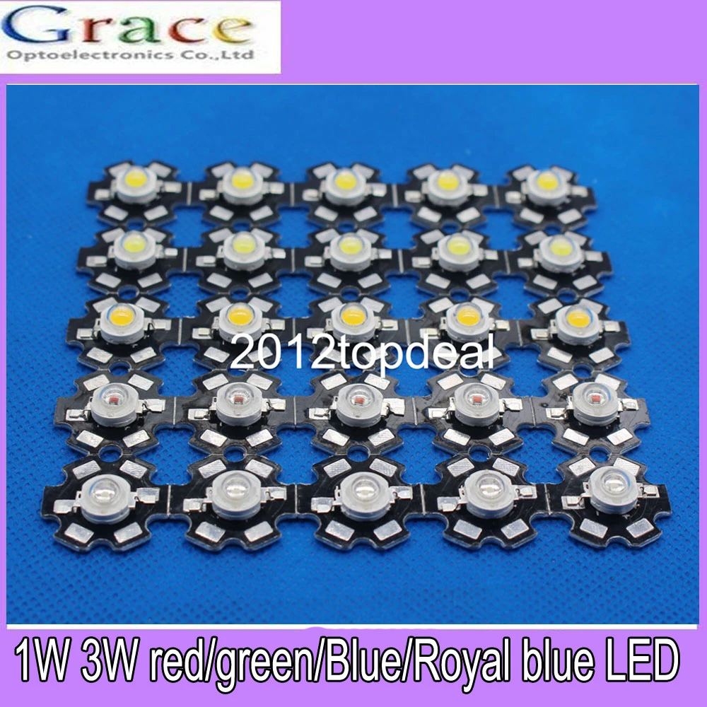 3W High Power LED Diode Light White/660nm/Red/Green/Blue/Royal blue w/ 20mm PCB