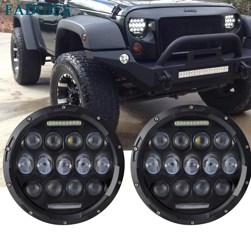FADUIES 75W 7 Inch Round LED Headlight Hi/Lo Beam with DRL For Jeep Wrangler JK TJ LJ 97 -16 Hummer MACK R Peterbilt Kenworth FADUIES 75W 7 Inch Round LED Headlight Hi/Lo Beam with DRL For Jeep Wrangler JK TJ LJ 97 -16 Hummer MACK R Peterbilt Kenworth