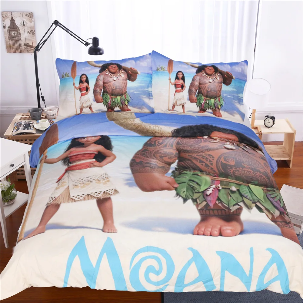 Мультфильм Моана постельных принадлежностей океан 3D принты детская постельное белье океан/кокосовое дерево печатных по фильму пододеяльник мульти размер