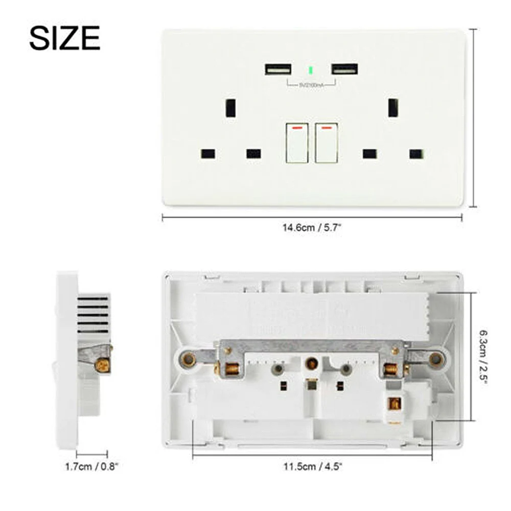 Интеллектуальная умная настенная розетка UK-Plug Dual WiFi USB APP Outlet для домашнего дистанционного управления вкл./выкл. Домашняя электроника