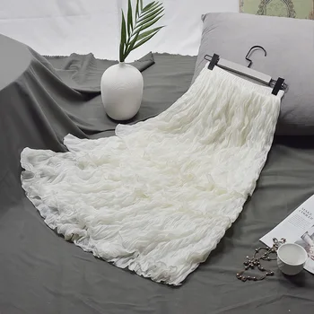 

Saia Midi Promotion 2019 Three-layer Cake Skirt With High Waist, Fluffy Skirt, Thin, Medium-length Half-length Fairy Half-skirt