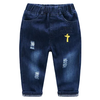 

New Korean Style Baby Boys Ripped Jeans Spring Autumn Fashion Holes Straight Denim Trousers Toddler Children Cowboy Pants 3-7T