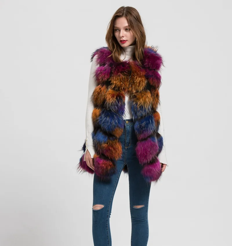 S1562 New 2016 Design Lady real raccoon fur vest or women winter new style gilet fashion