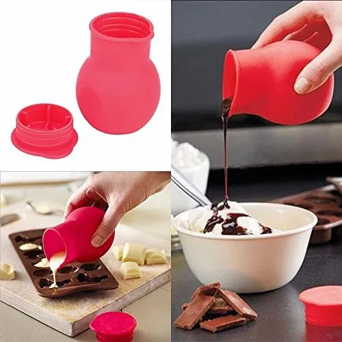 

Hot 1pcs Kitchen cooking utensils melted chocolate cup red soft texture silicone chocolate tank chocolate maker A088