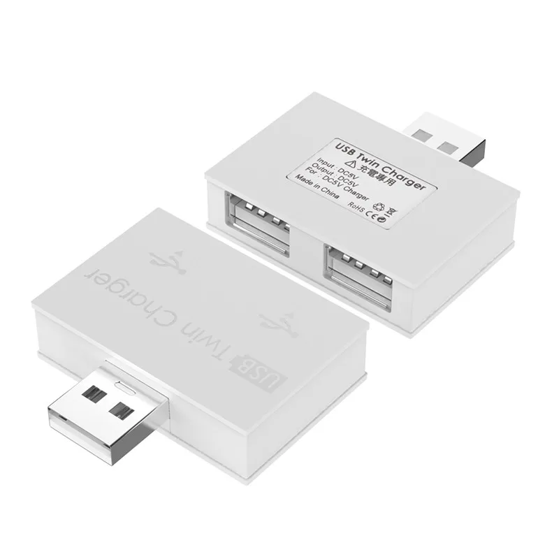 Портативный USB 2,0 Разветвитель USB двойной USB2.0 концентратор телефона для зарядки передачи и синхронизации данных адаптер для MacBook, ПК, ноутбук Тетрадь - Цвет: Белый
