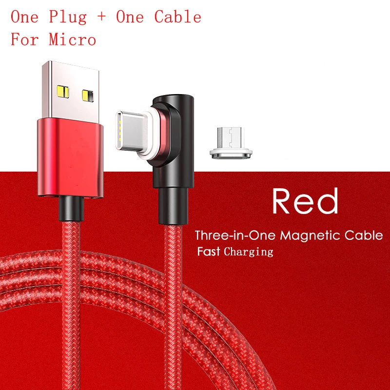 ASTUBIA Micro USB кабель для мобильного телефона Быстрая зарядка для samsung Xiaomi Redmi магнит Android зарядное устройство type C светодиодный провод шнур - Цвет: Red For Micro