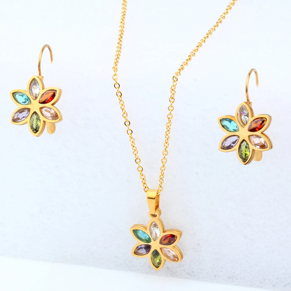 XUANHUA Stainless Steel Wedding Jewelry Sets For Women Necklace Earrings Set Summer Fashion jewellery Accessories 2