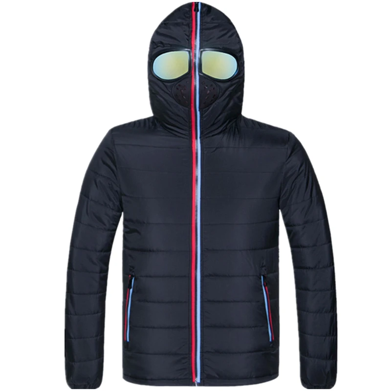 Зимняя мужская куртка с очками, специальная одежда, модная повседневная брендовая тонкая Толстая Теплая мужская куртка, мужские парки с капюшоном 6552