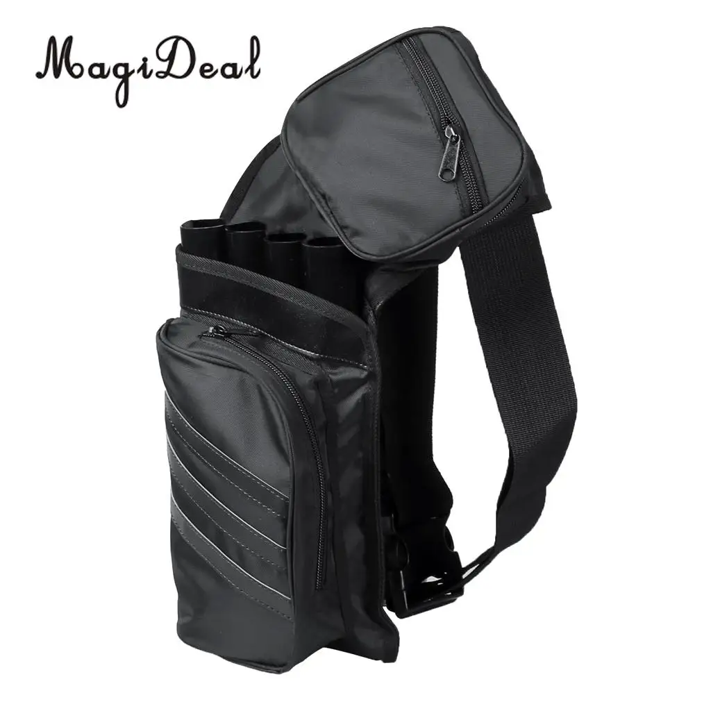 MagiDeal Archery Arrow Quiver Holder Belt Waist Recurve Bow Hunting 4 Tubes Black Back Side Quiver