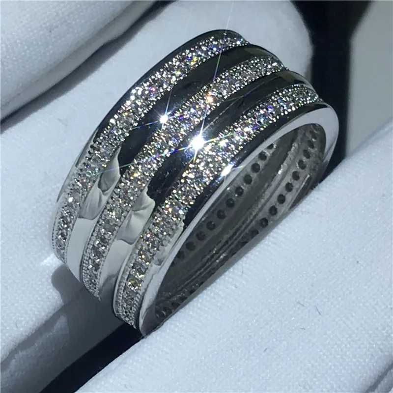 Модное женское кольцо 3 ряда AAAAA Cz камень белое золото заполненное обручальное кольцо для женщин Свадебные украшения для пальцев