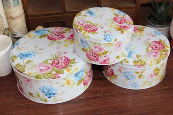

3 different size in 1 sets Europe Style Retro Tin Flowery peony flowers Cookie Tin The bird's nest box Baking pastry Packing box