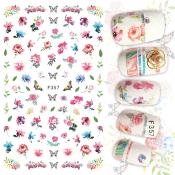 

1pcs 3D Flowers Spring Butterfly Super Thin Nail Stickers Tips Nail Adhesive Decals Designs Manicure Decoration Nail Wraps F357