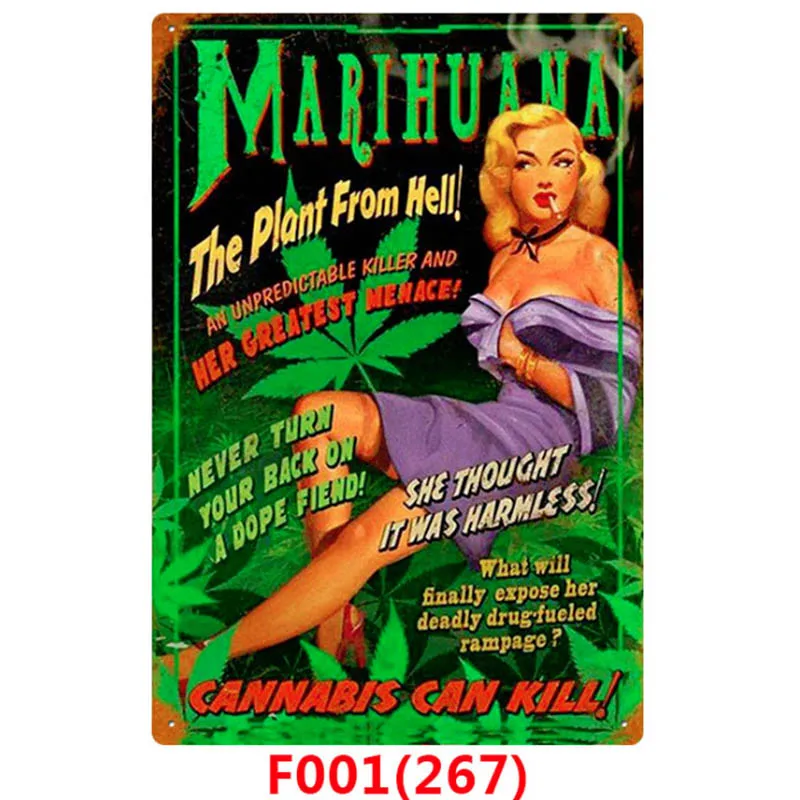 1pc Weed Retro Metal Tin Signs Poster California Vintage Tinplate Poster Bar Cafe Wall Decoration Poster 20*30cm