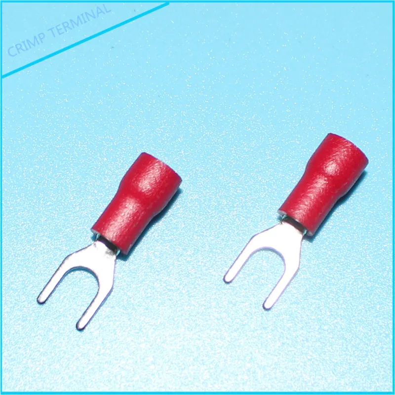 100pcs Red Y / U Type Spade Crimp Terminal SV1.25 4 Insulated