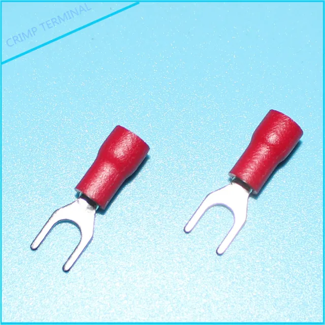 100pcs Red Y / U Type Spade Crimp Terminal SV1.25 4 Insulated ...
