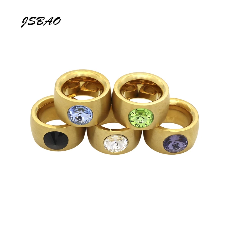

JSBAO New Arrivals Size 6-9 Luxury Brand Big Crystal Fashion Jewelry Women's Stainless Steel Cool Ring For Women Jewelry