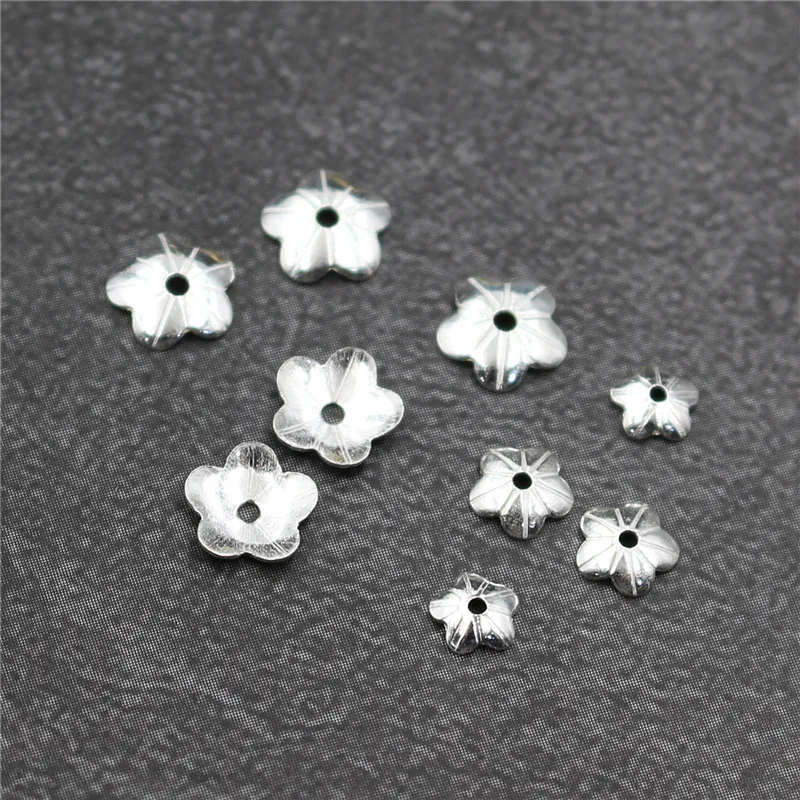 

Real 925 Sterling Silver Diy Accessories Flower Bead Caps End Caps for Jewelry Making Fine Jewelry Findings