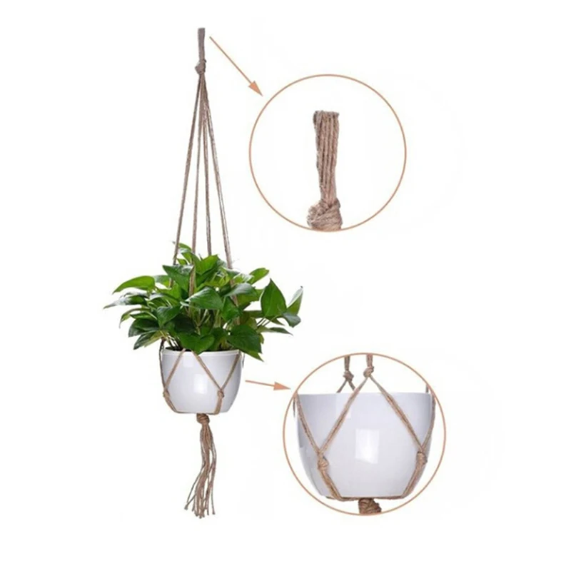 New Hemp Rope New Braided Hanger Pot Green Plant Hanging Rope Basket Flower Pots Planter Garden