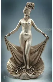 

Tibet silver Handwork Collectibles Decorated Rare Tibet silver beautiful nude belle statue Decoration real Tibetan Silver Brass