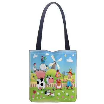 

New cartoon animals printed canvas tote bag convenient shopping bag woman bag student bag Custom your image