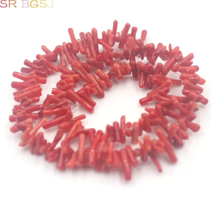6-12 мм мини маленькая ветвь Форма море бамбуковые коралловые чипсы разделитель Свободные ювелирные изделия делая бусины нить 15" - Цвет: Red