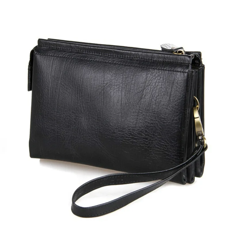 

JIULINZipper Men's Wallet Long Genuine Leather Wallets Clutch Bag Leather Purse Wallet Money Phone Card Holder Purse Male Clutch