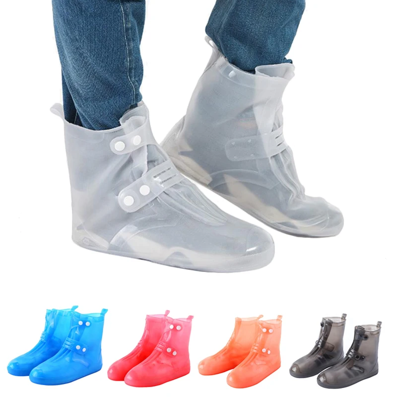 

1 Pair Waterproof Protector Shoes Boot Cover Unisex Buckle Rain Shoe Covers High-Top Anti-Slip Thicken Rain Shoes Cases