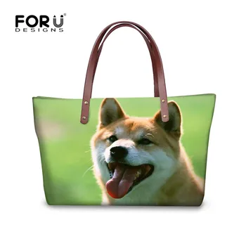 

FORUDESIGNS Handbag Women Puppy Akita Dog Printing Hand Bag for Women Shoulder Bag Ladies Bolsa Feminina Women Leather Handbags
