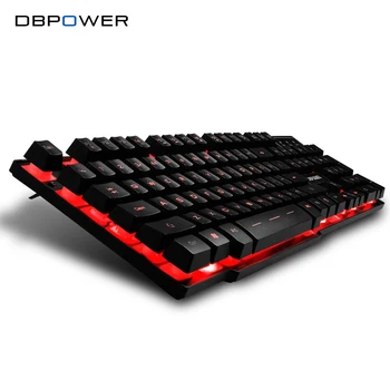 DBPOWER Russian / English 3 Color Backlight Gaming Keyboard Teclado Gamer Floating LED Backlit USB with Similar Mechanical Feel