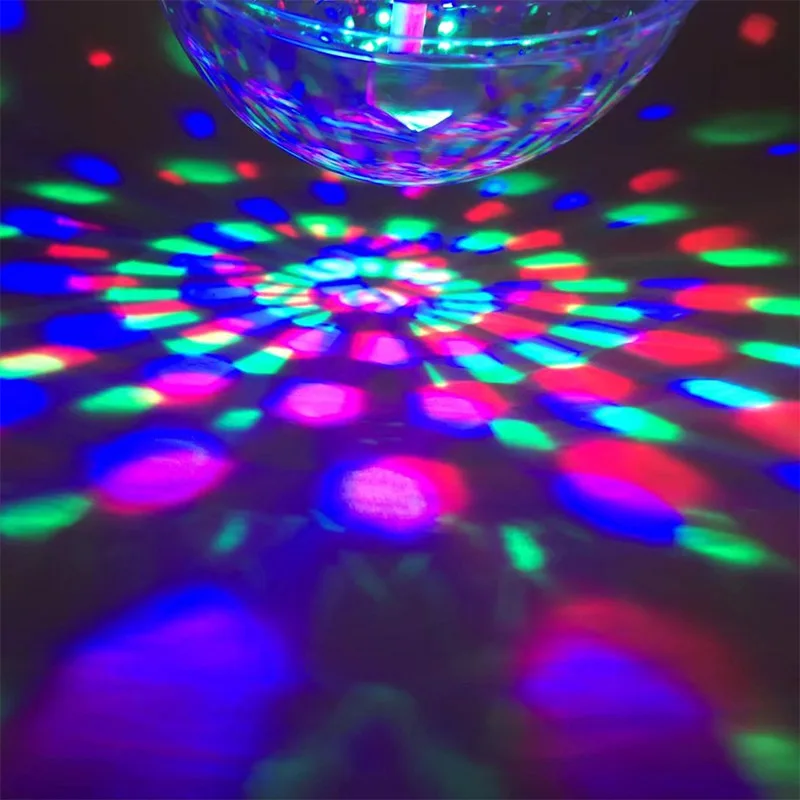 Светодиодный сценический Свет Полноцветный Lumiere лампада 220 в E27 6 Вт хрустальные Двойные шары RGB Авто вращающийся сценический Волшебный светодиодные лампы для DJ Вечерние