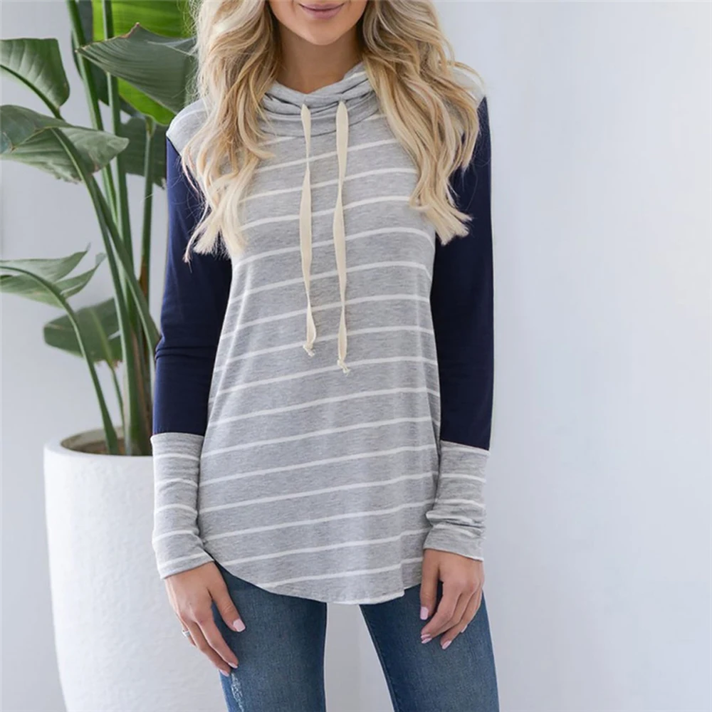 Pregnant Maternity Womens Nursing Clothes Stripe Long Sleeve Round Neck Breastfeeding Blouse Fashion Top Plus Size S-2XL