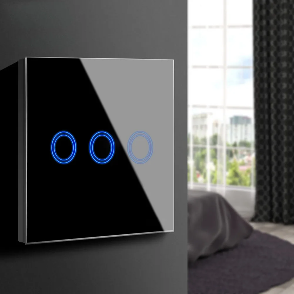 

Touch Screen Sensor LED light Switch 220V 1/2/3 Gang Glass Wall Touch Switch Recessed Control Panel Module EU UK Standard