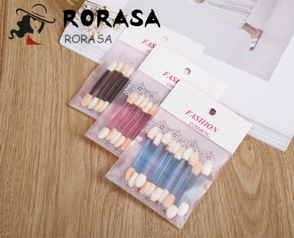 

RORASA Disposable Double-end Sponge Eyeshadow Eyebrow Brushes Portable BeautyCosmetic Eyeliner Lip Tools Applicator Random Color