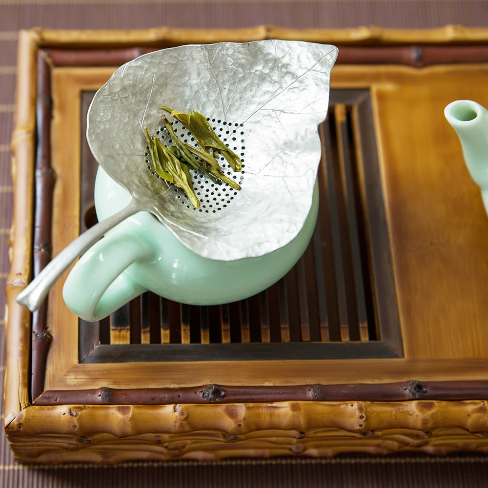 Металлический жестяной ситечко для чая Gongfu, аксессуары для чая, фильтрующие инструменты, креативная кухонная сетка для заварки чая в форме листа