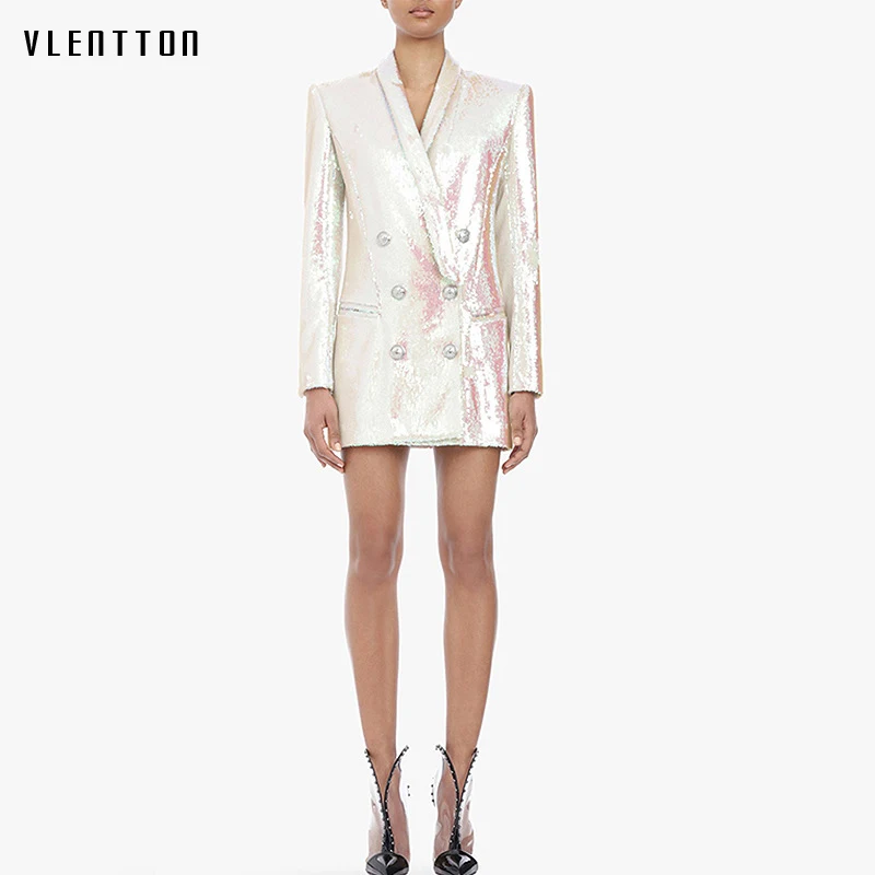 High Quality 2019 New Long Blazer Women Double Breasted Sequin Coat Female Spring autumn Long Sleeve Office white Blazer Outwear High Quality 2019 New Long Blazer Women Double Breasted Sequin Coat Female Spring autumn Long Sleeve Office white Blazer Outwear