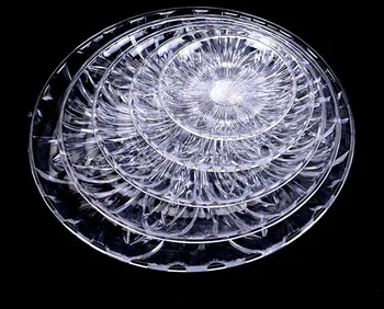 

Multiple sizes Round Transparent Acrylic Plates Tray For Cake Delicate Lace Plate Dish for Fruit for KTV Multifunction Home