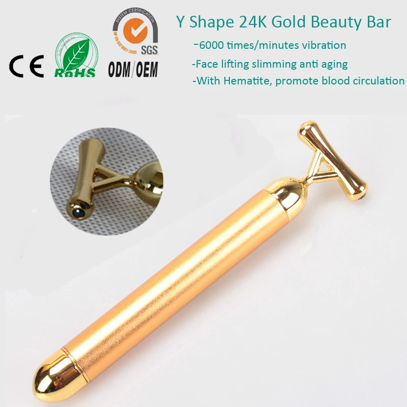 High Quality 24K Gold Facial Beauty Massager Energy Beauty Bars Stick
