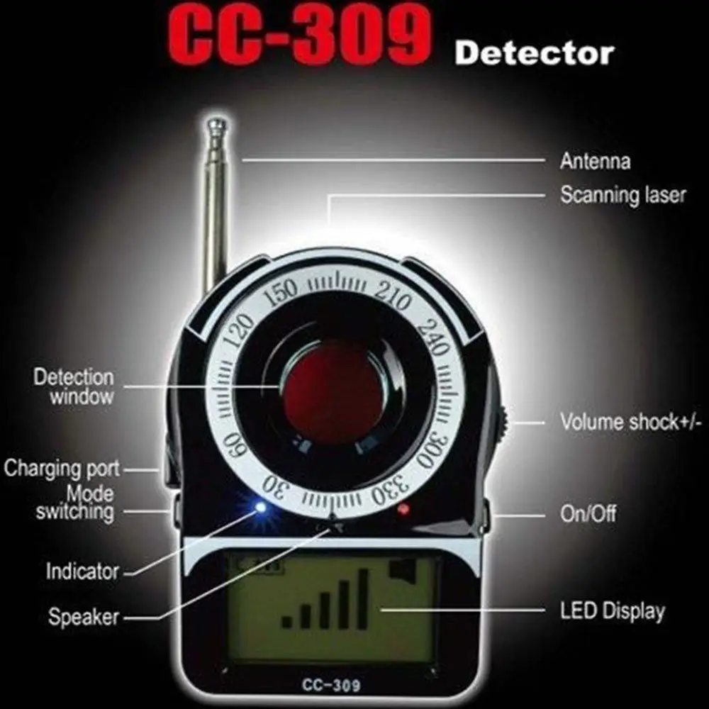 Анти-шпион Full Band сигнала Ошибка детектора РФ линзы лазера gsm Finder