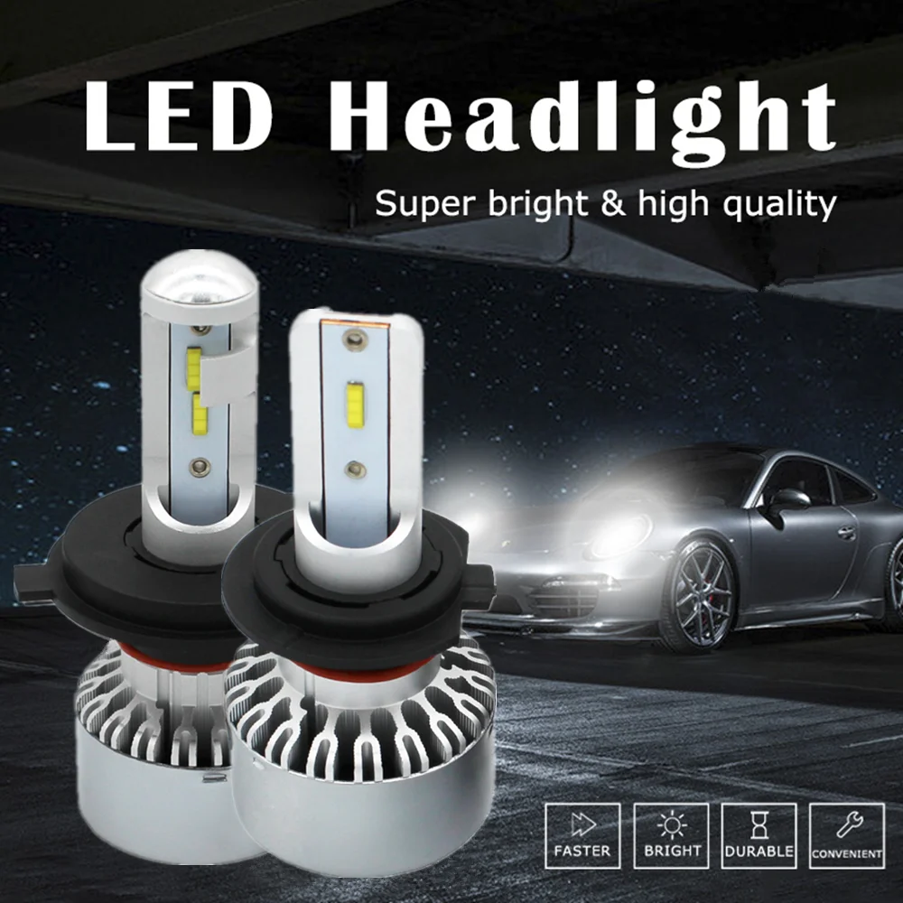 WLJH 2x Auto LED H7 Headlight High Beam Bulbs 4000LM Car Light HB2 Hi