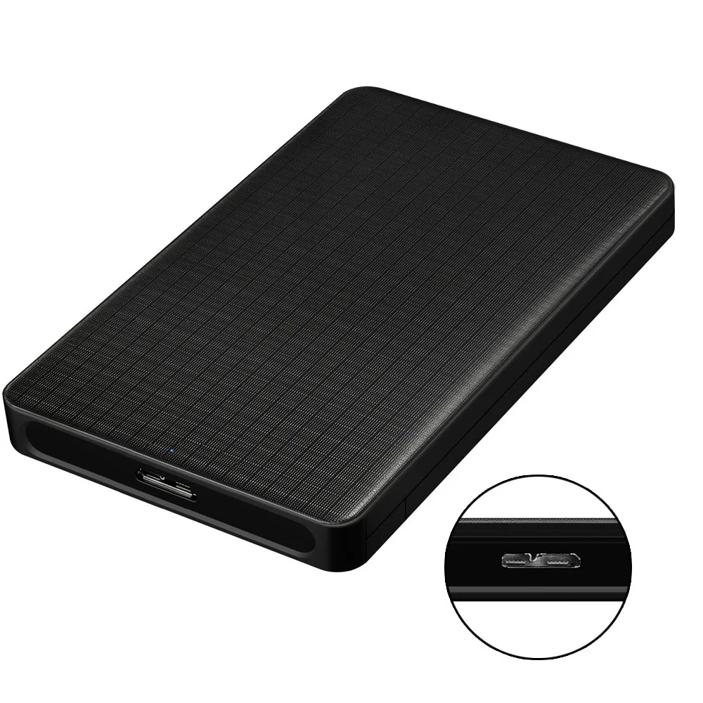 External Hard Drive Case 2.5inch USB 3.0 SATA HDD Drive Enclosure Black Tool Free 5 Gbps Support UASP for 7mm/9.5mm 2.5 inch SATA SSD