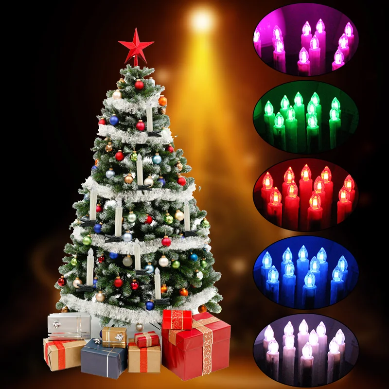 

10pcs Colorful LED Lights Flameless Electronic Candles Remote Control Lamp Birthday Wedding Party Christmas Tree Decoration