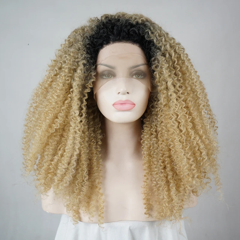 24" Afro Black Mixed Ash Blonde Hair Fluffy Curly Long ...