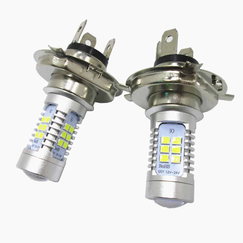 2 шт. H4 21W 2835 21 SMD 900LM 6000K супер яркий Автомобильный светодиодный противотуманный светильник s с линзой Автомобильный задний светильник Противотуманные фары светильник для вождения s Белый 12 В постоянного тока