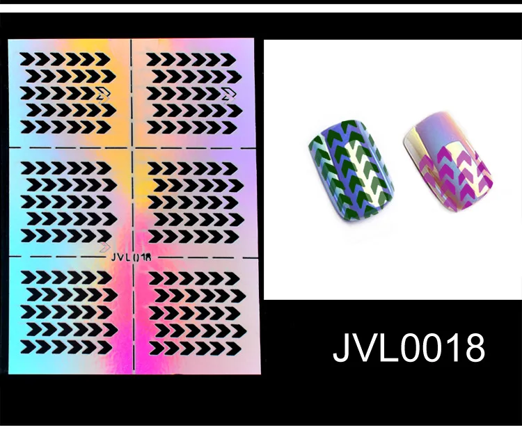 Лазерные полые виниловые наклейки для ногтей наклейки-трафарет руководство по переводу шаблон Сердце Звезда рыба дизайн ногтей наклейки ногтевая декоративная наклейка - Цвет: 018
