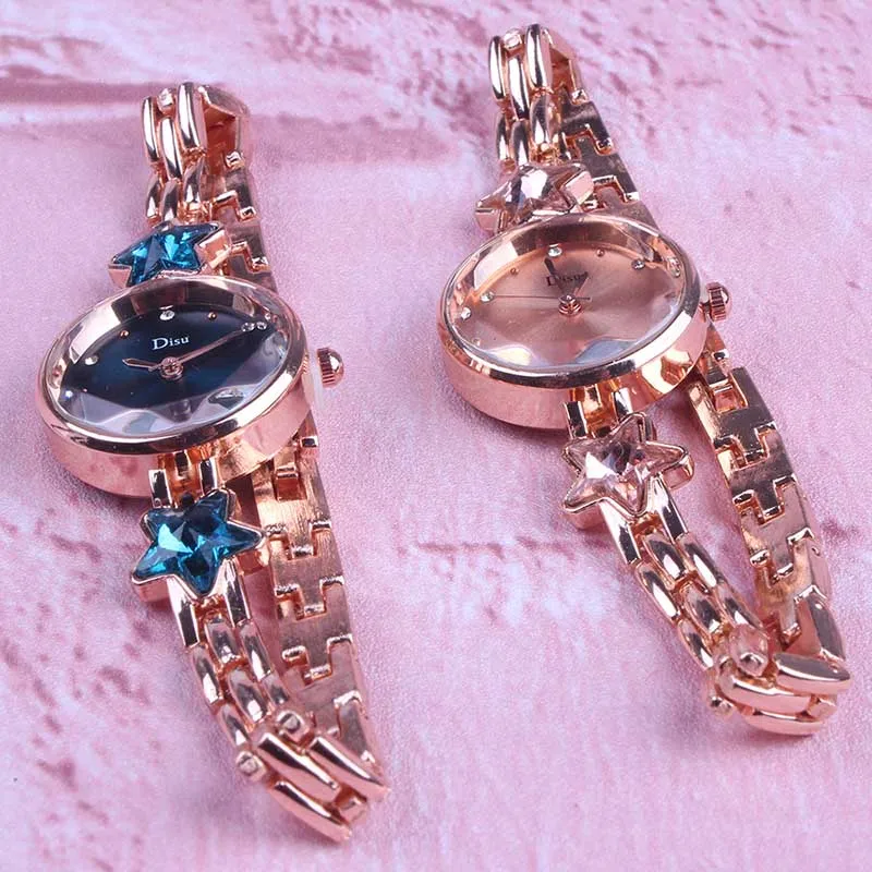 1 шт. женские кварцевые часы с круглым циферблатом с пятиконечным великолепное декоративное украшение браслет из сплава KNG88