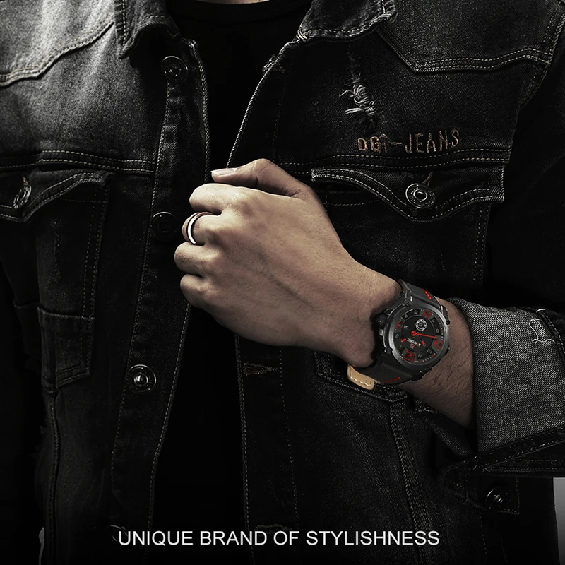 Tanie NAVIFORCE męskie zegarki Top marka luksusowe Sport zegarek kwarcowy skórzany pasek zegar mężczyźni zegarek wodoodporny relogio masculino 9099